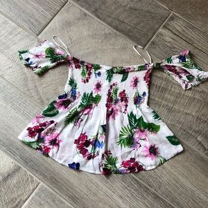 Scrunched off the shoulder floral Top